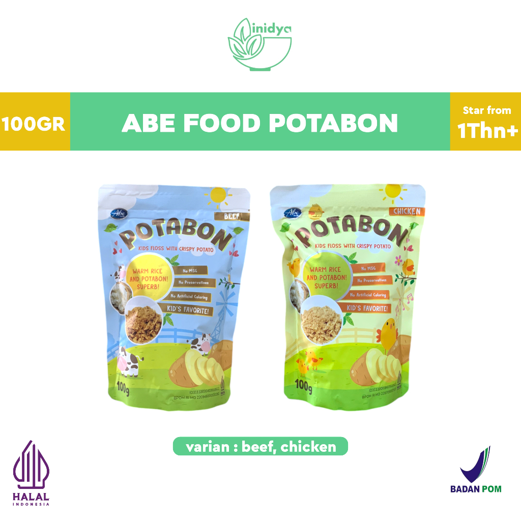 

ABE FOOD POTABON Abon Sapi 100g | Abon Sapi dengan Kentang Krispi | Abon Anak Sehat Non MSG