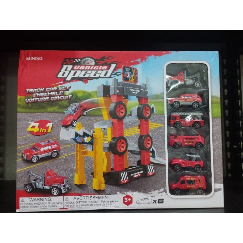 Miniso Track Car Set - Fire engine & Engineering Vehicle (6pcs)
