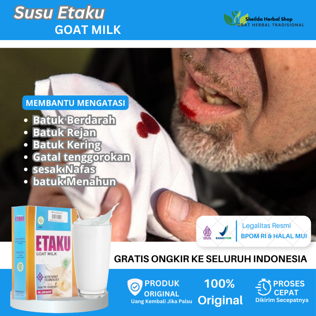 

Susu Etaku Batuk Berdarah, Batuk Kering Gatal Tenggorokan, Nyeri Dada, Batuk Menahun, Batuk Rejan, TBC Flek Paru Paru