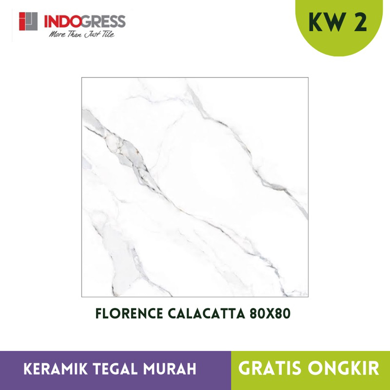 Granit Marble Glossy Indogress 80x80 Florence Calacatta motif Carara mewah KW2