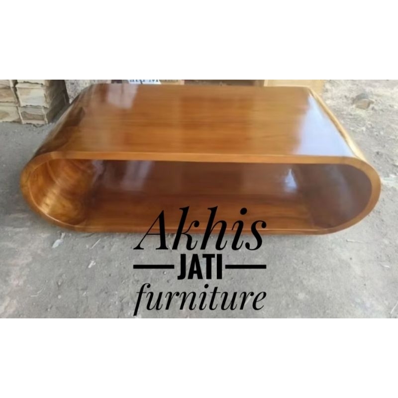 Meja coffee, meja tamu kayu jati, coffee table oval kayu jati jepara