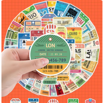 

50 Pcs Mini Vintage Boarding Pass Plane Ticket Stickers Import Laptop Motor HP Tumblr Koper Helm Skateboard