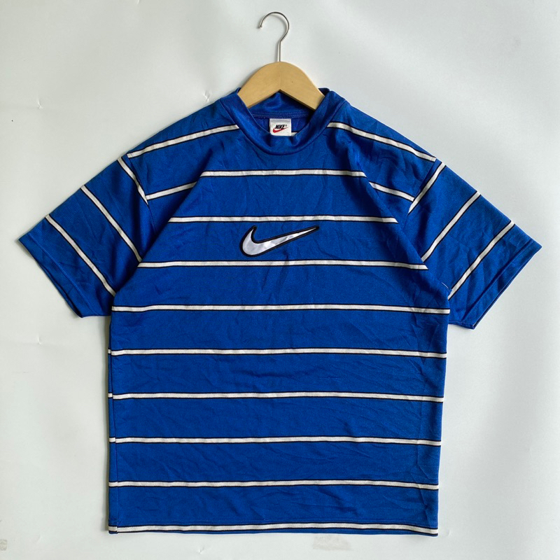 NIKE VINTAGE T-SHIRT STRIPE CENTER BIG LOGO RARE ITEM 90’s