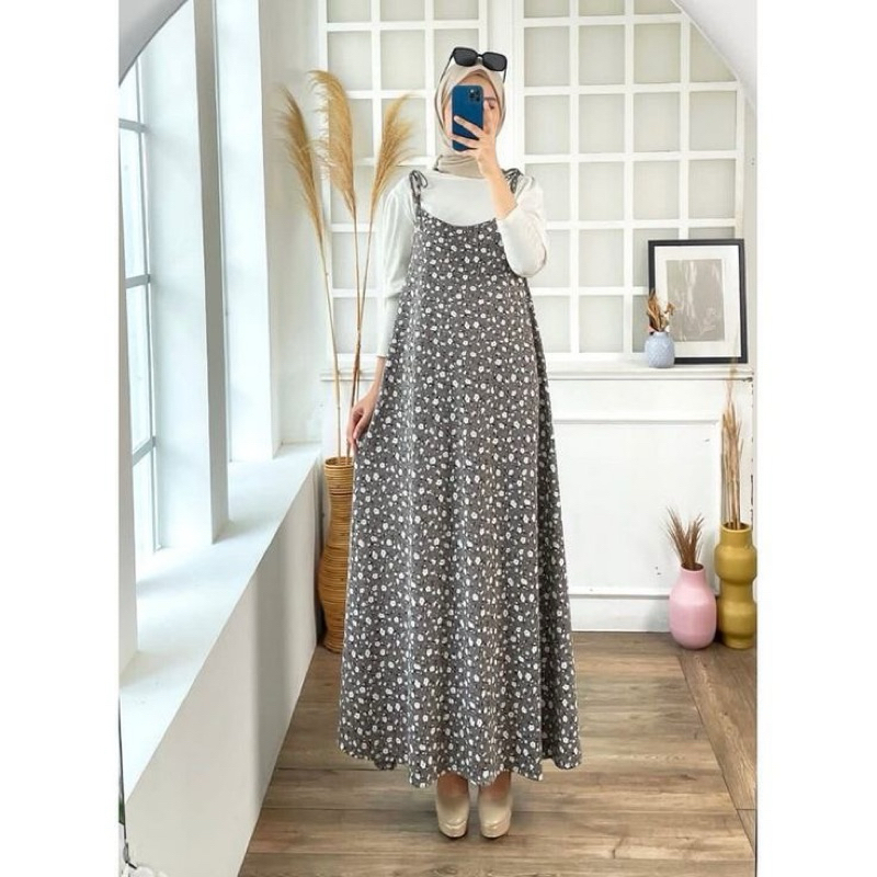 YUBI OVERALL DRESS / OVERALL DRESS MOTIF BUNGA BUNGA / SLOOPY JEJU OVERALL DRESS / DRESS KOREAN STYL