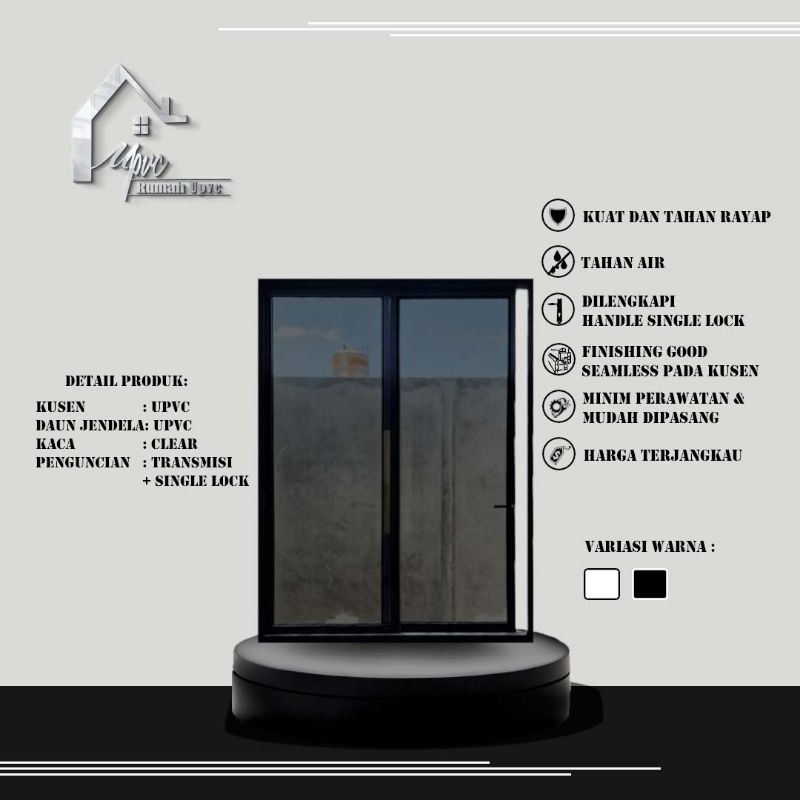 JENDELA SLIDING 2 DAUN HITAM UPVC BLACK