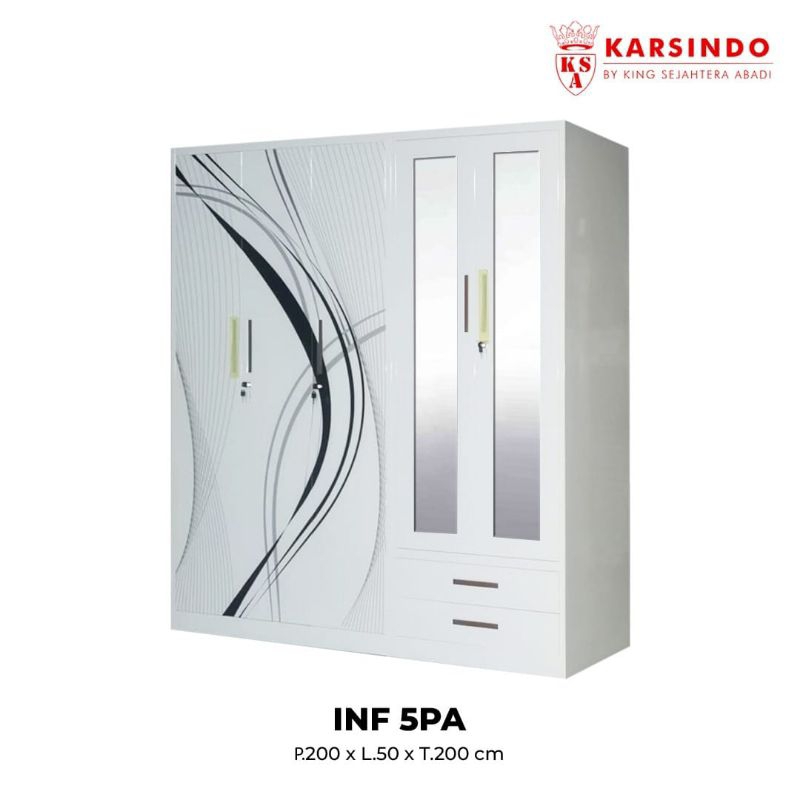 Lemari Pakaian Plat Besi 5 Pintu  Swing/Buka