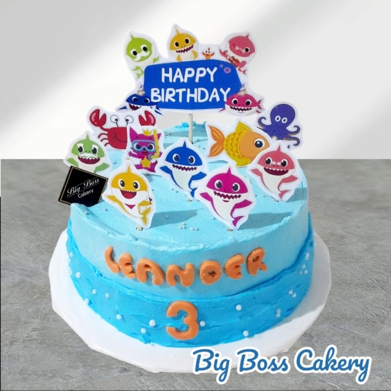

BABY SHARK CAKE TOPPER KERTAS KUE TEMA IKAN ANIMAL PINKFONG