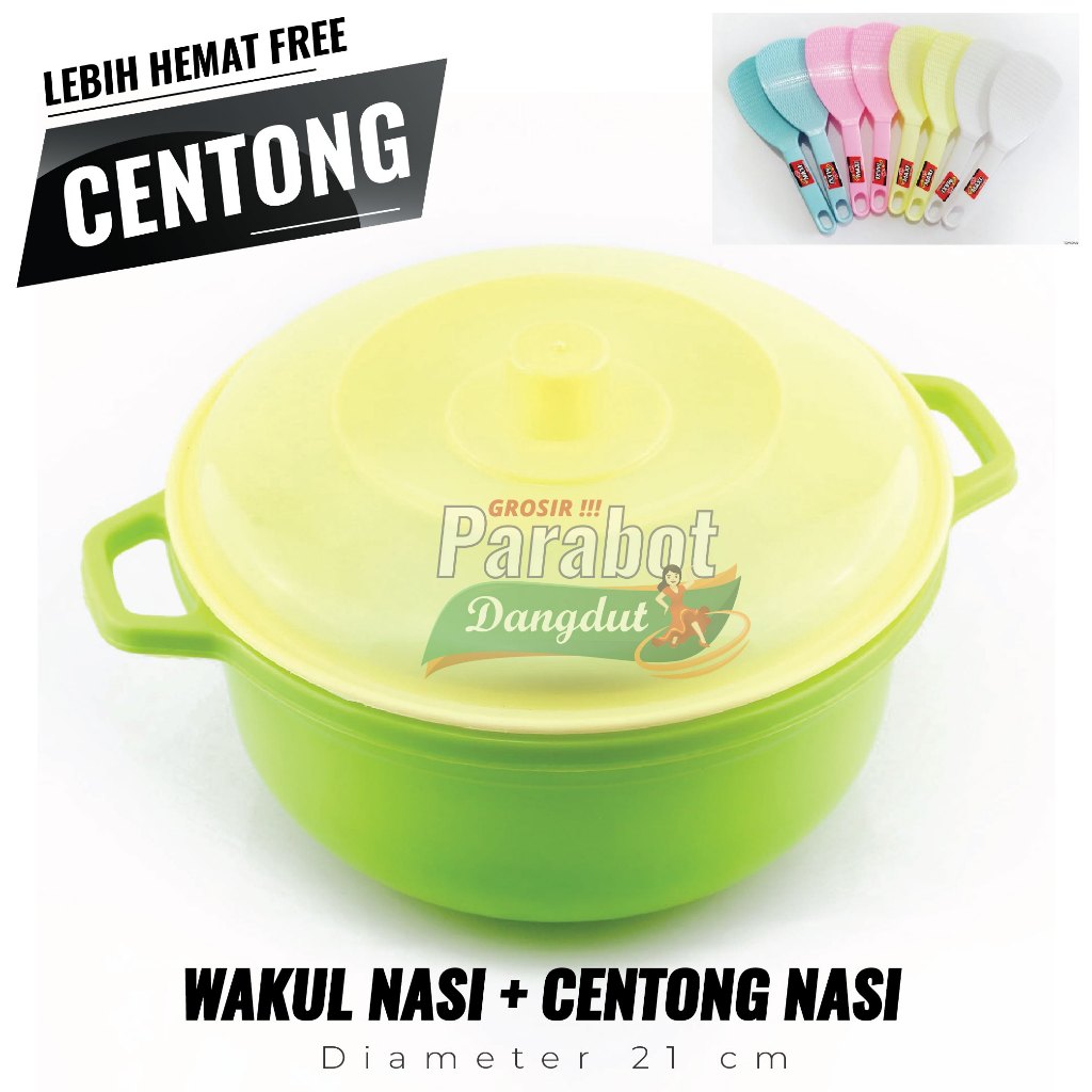GROSIR MURAH - BASI YOYO + FREE 1 PCS CENTONG NASI- Wakul Nasi - Wadah Saji Tutup Prasmanan BULAT Pl