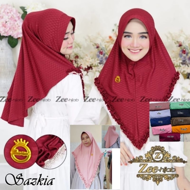 sazkia zee hijab / hijab instan / hijab jersey instan / hijab renda instan