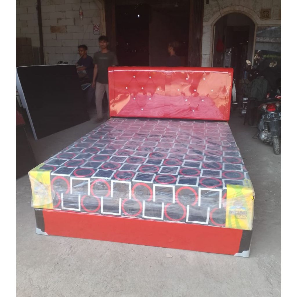 Paket divan dan kasur inoac d16 no 160 x 200 cm tebal 20 cm / dipan sandaran tempat tidur / busa ino