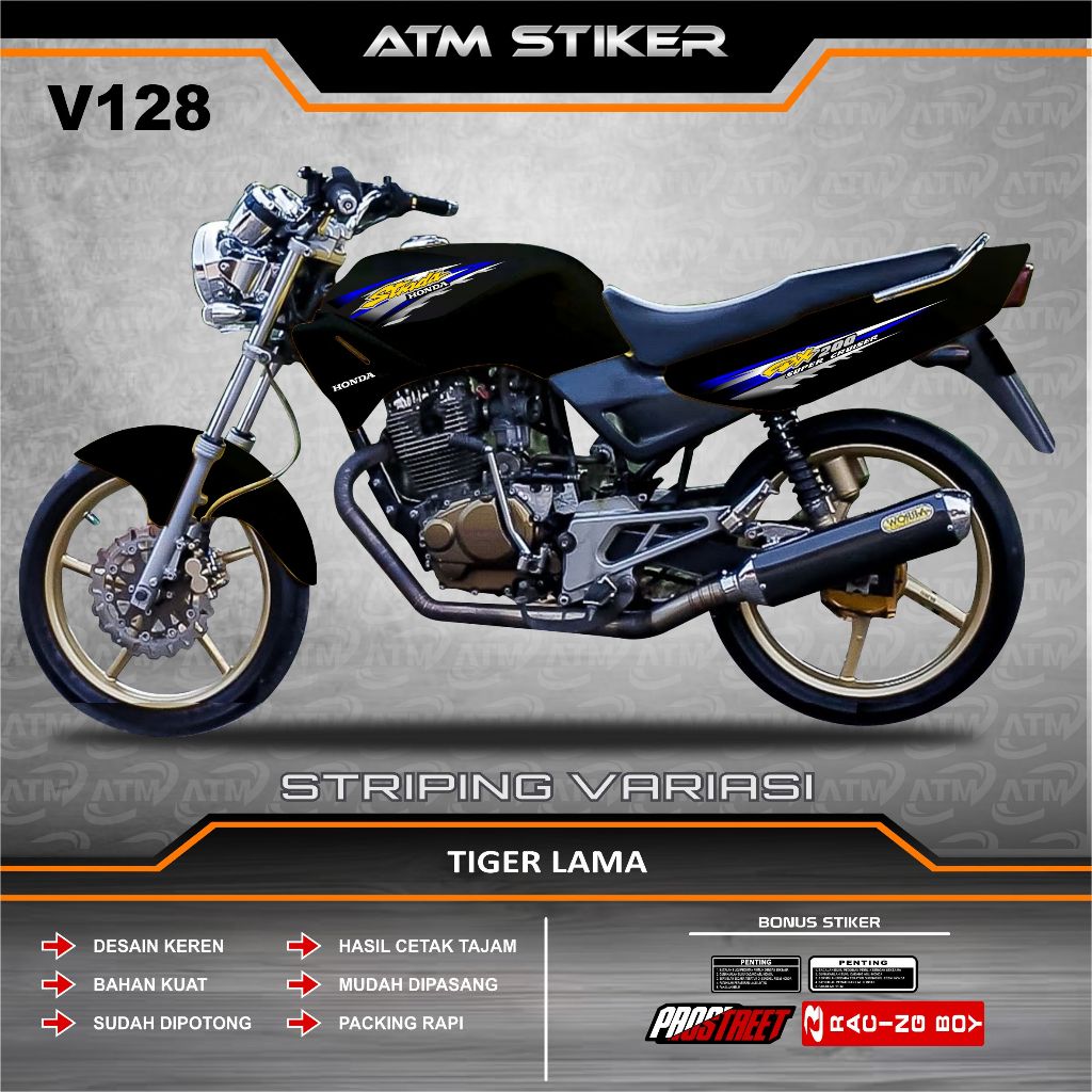 Stiker striping variasi honda tiger lama cbx 200 strada tahun 1993 - 2002