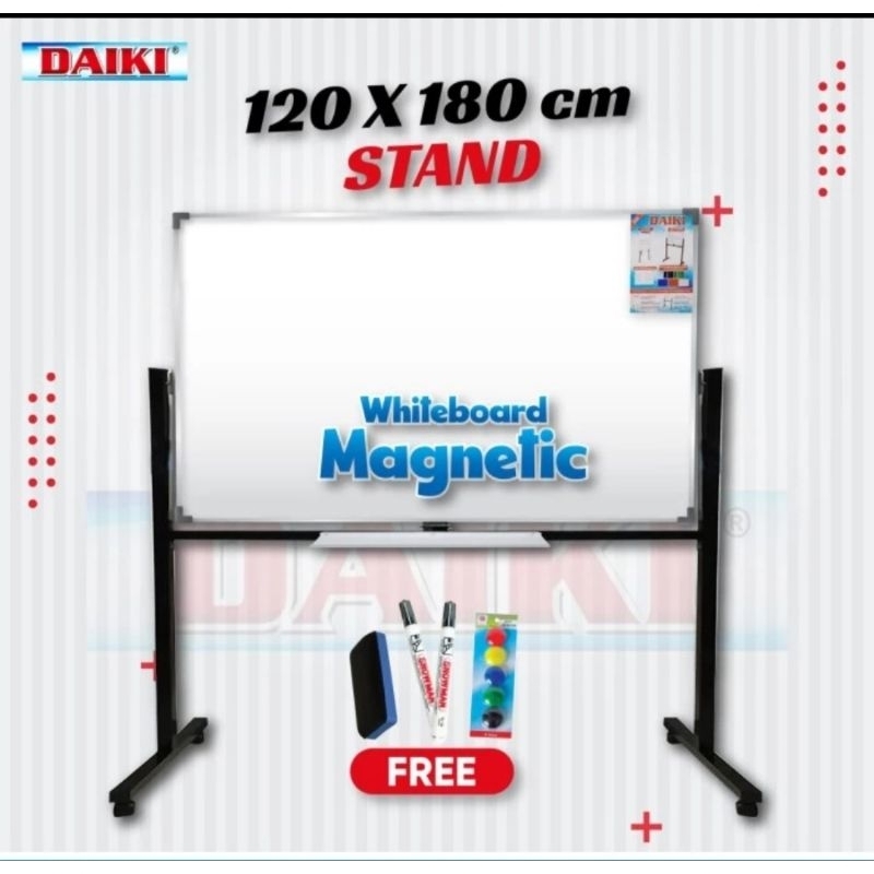 

Daiki Papan Tulis White Board Single Face Magnet Stand 120 x 180 cm.