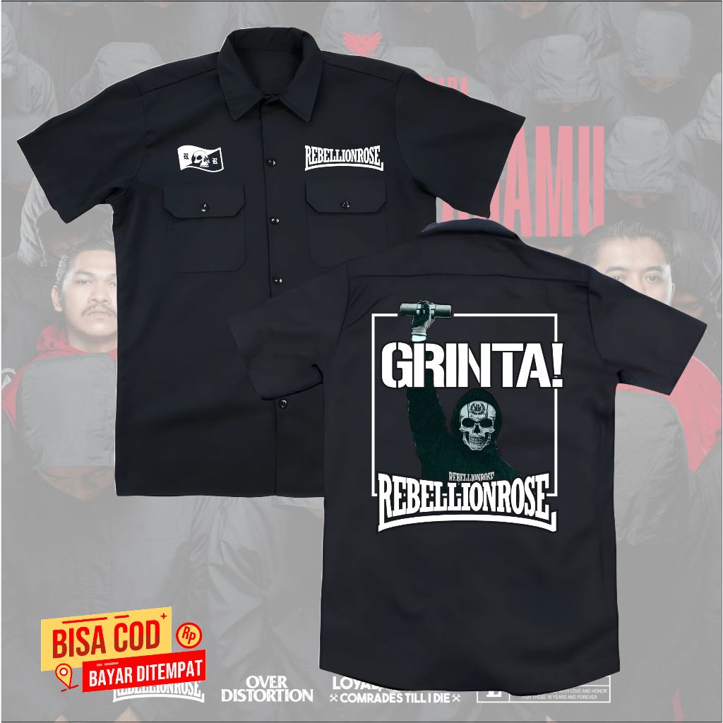 KEMEJA WORKSHIT pendek pria band  REBELLIONROSE original distro - WORKSHIT pendek  RebelionRose dist