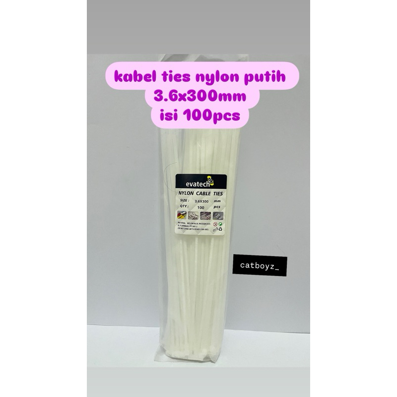 

kabel ties nylon putih 3.6x300mm isi 100pcs