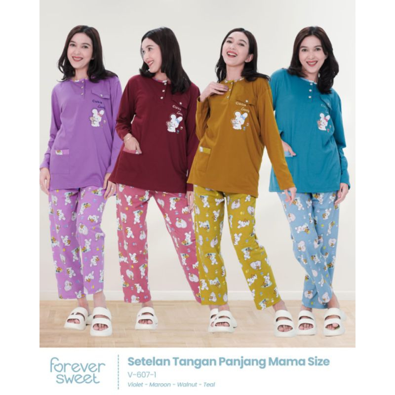 FOREVER SWEET PP Mama Size Piyama Lengan Panjang All Size Baju Tidur Wanita Pakaian Tidur