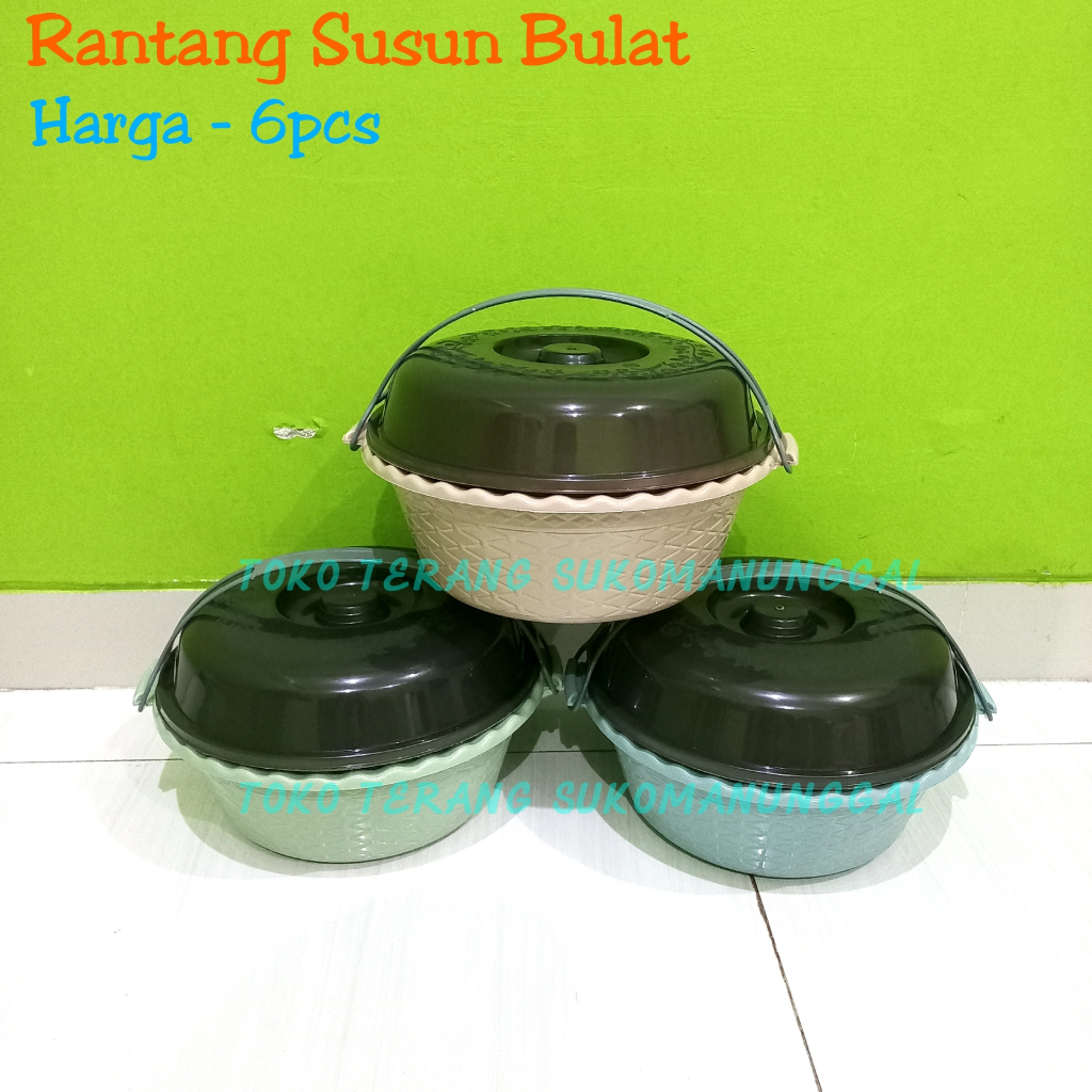 6PCS Rantang susun bulat rantang hajatan besar rantang plastik rantang piknik souvenir berkatan sela