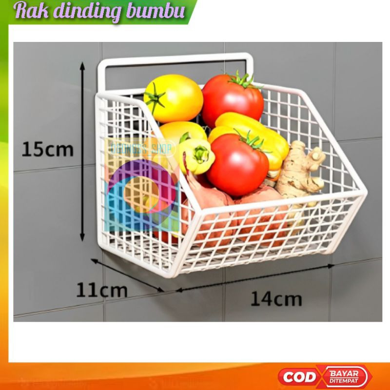 RAK BUMBU DINDING PUTIH, RAK PENYIMPANAN BUMBU DAPUR, KERANJANG BUMBU