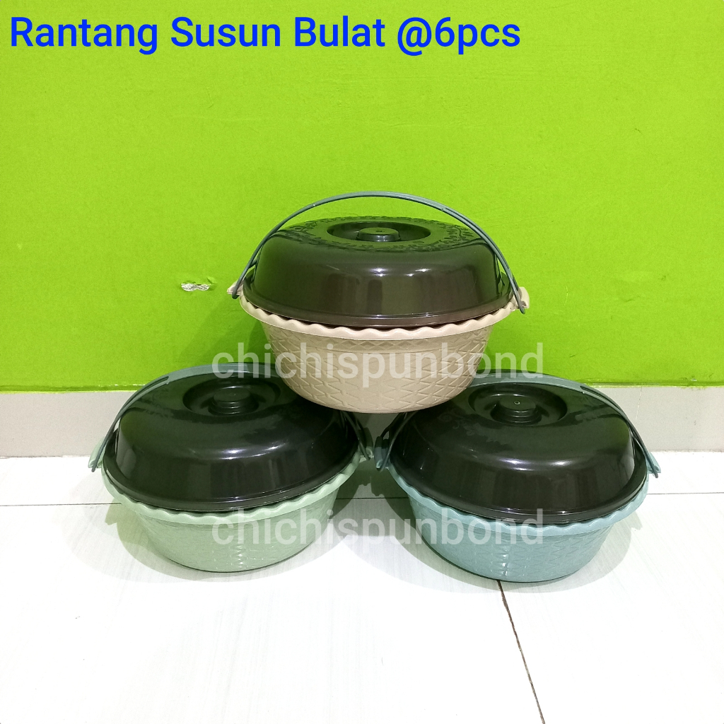 6PCS Rantang susun bulat rantang hajatan besar rantang plastik rantang piknik souvenir berkatan sela