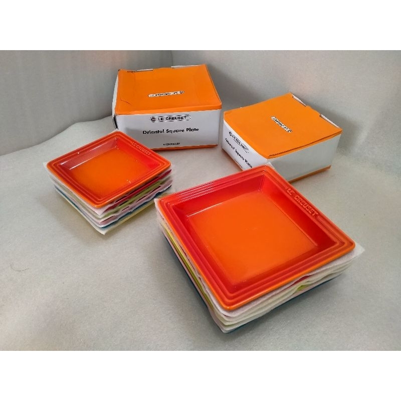 original Le Creuset Stoneware oriental square plate piring kotak