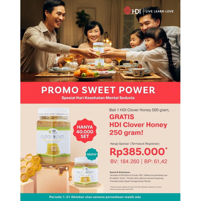 

Clover Honey 500 gram Free 250 gram