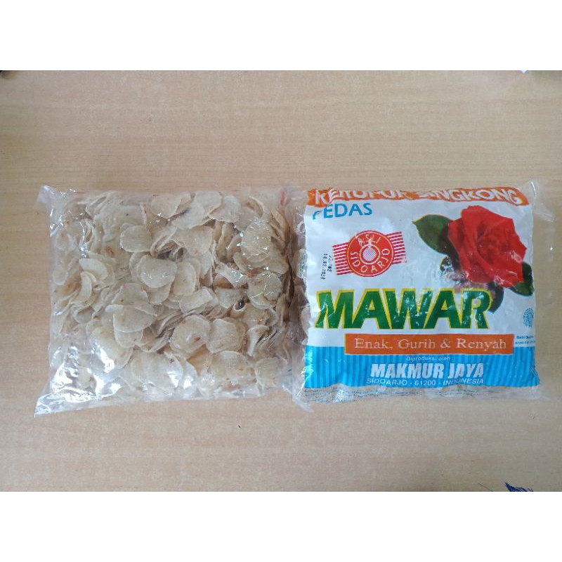 KERUPUK CRIPING/SINGKONG PEDAS CAP MAWAR, krupuk mentah rasa singkong pedas khas Sidoarjo