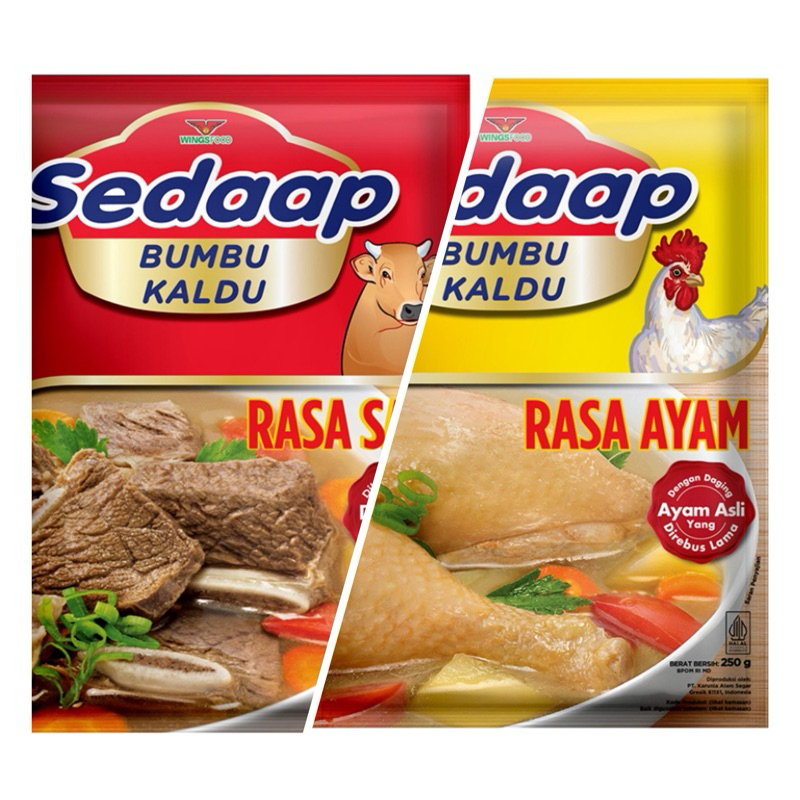 

Sedaap Bumbu Kaldu ada Rasa Ayam dan sapi kemasan 250 g