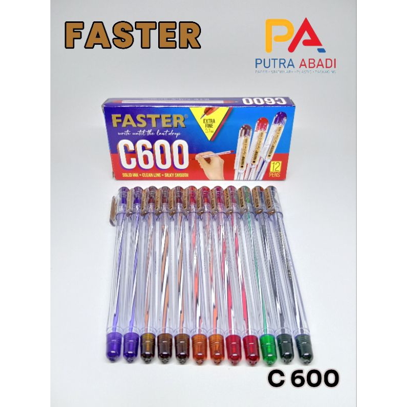 

12 Pcs Bolpoin Faster C600 Hitam