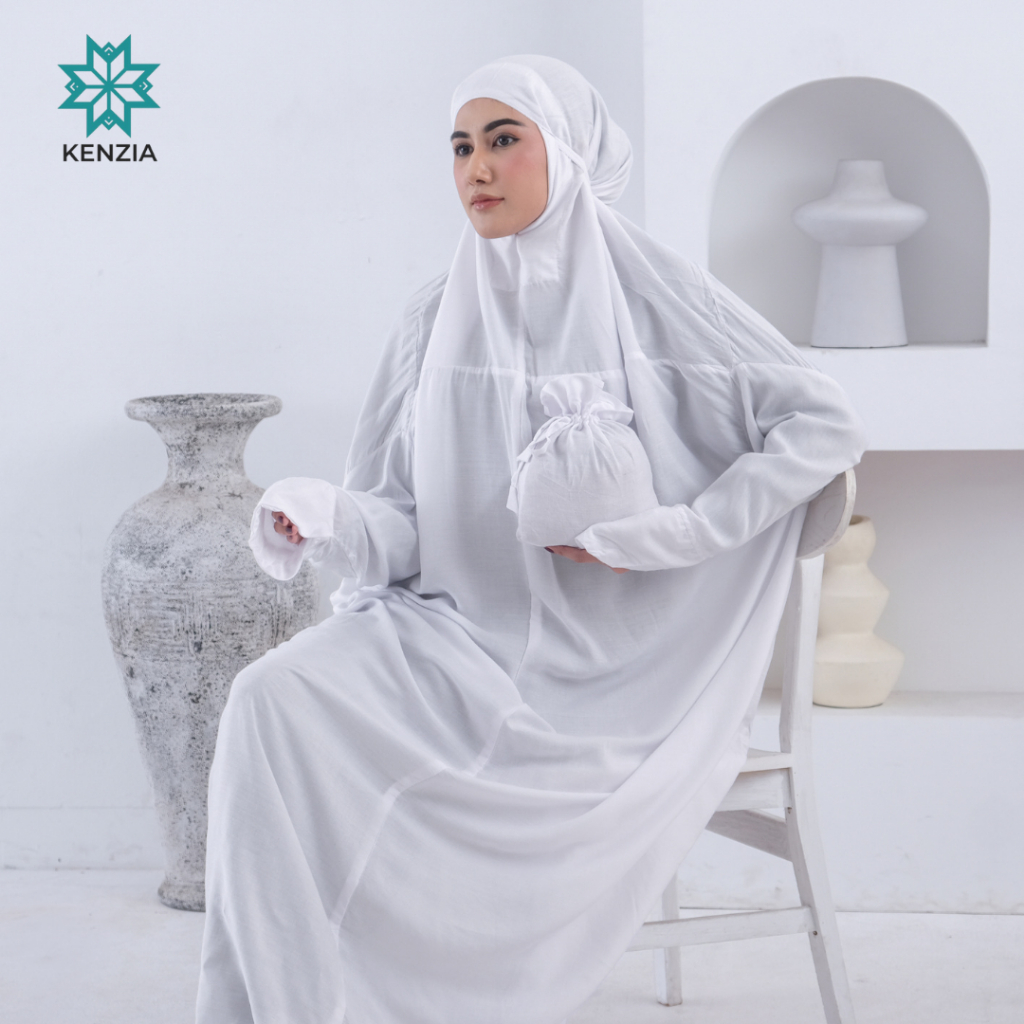 KENZIA - Mukena Terusan Travelling Polos Rayon Alina Series