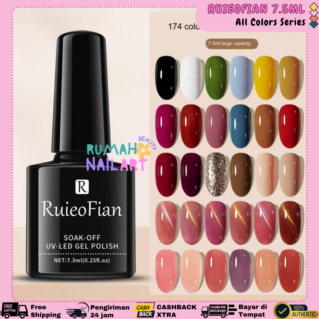 (1-50) RFIAN Nail Gel Polish Cat Kuku UV LED Nail Gel Polish Kutek Warna Lengkap / Kuteks Cat Kuku G