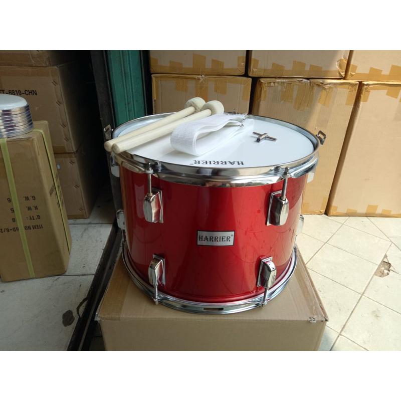 Tenor Drum marchingband, Drumband Harrier size 10”, 12”, 13” & 14” + Strap + Stik + Kunci Drum waena