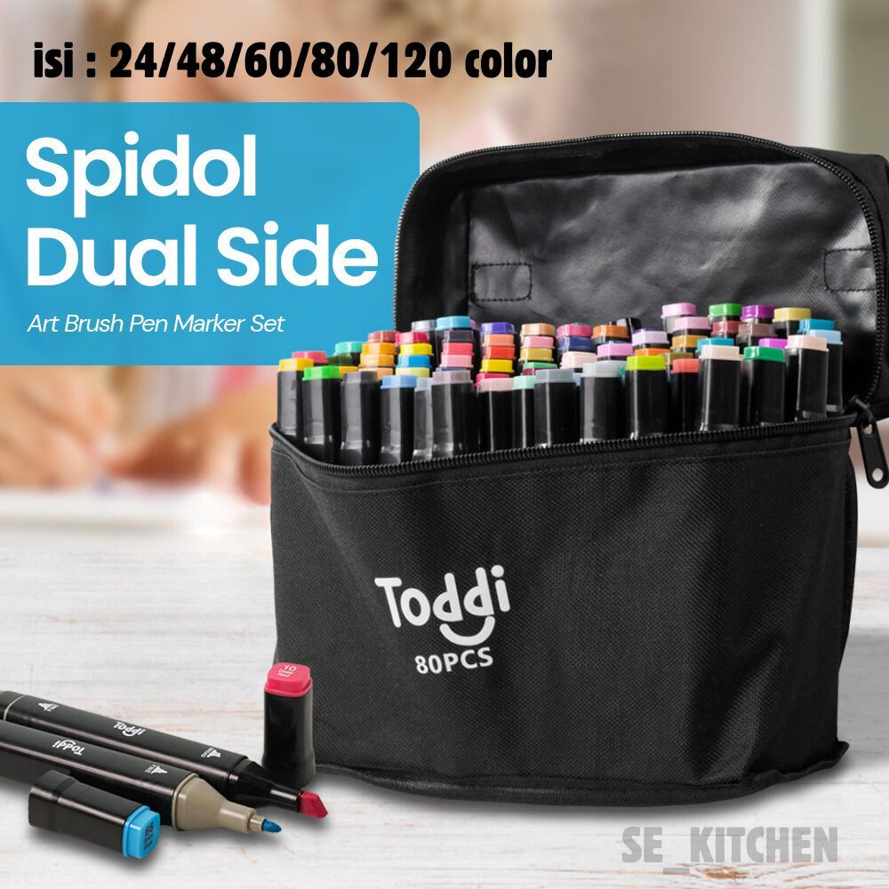 

Spidol Warna Warni 1 Set Dual Side Fine Art Brush Pen Art Marker