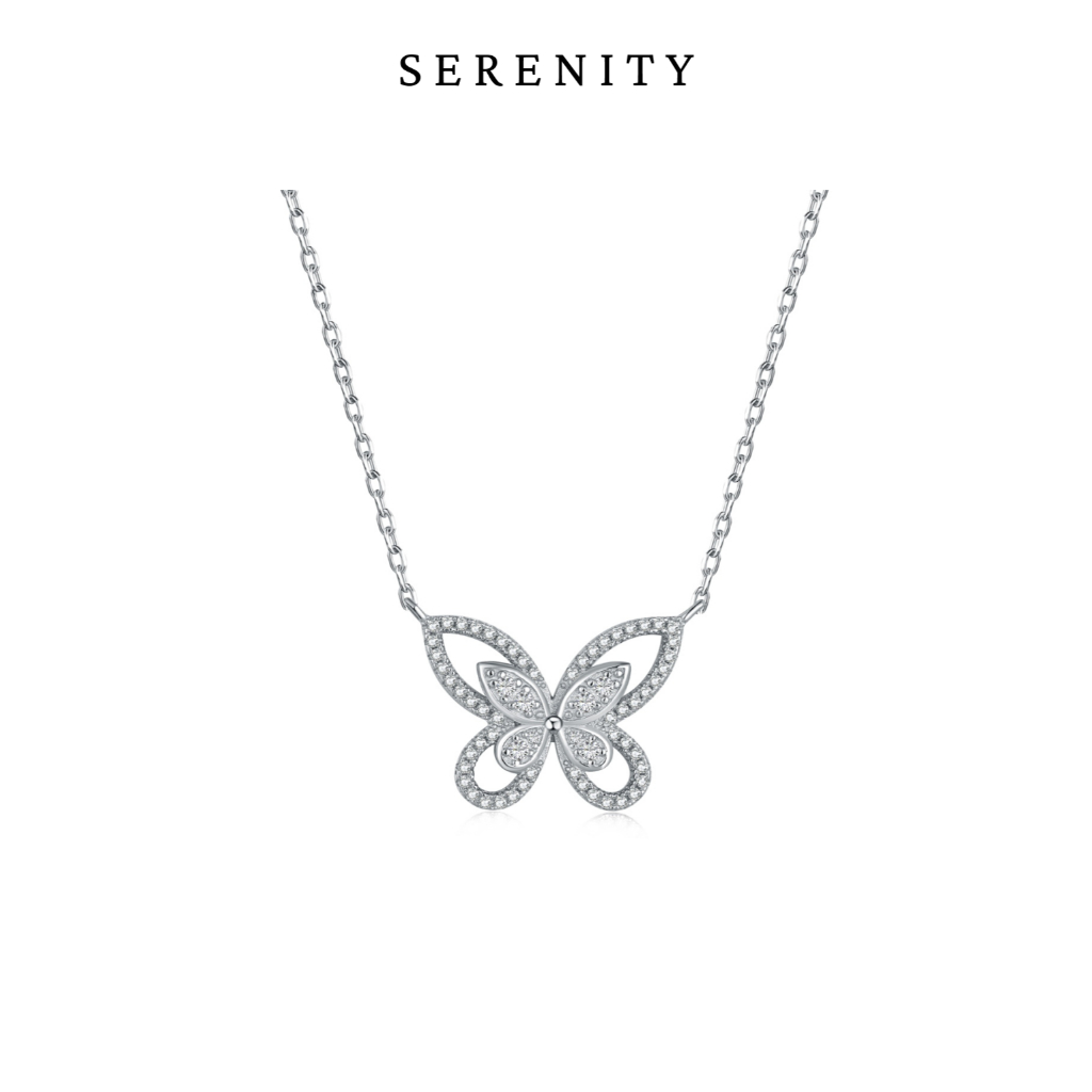 Serenity Jewellery Cincin Perak Asli S925 Butterfly Necklace