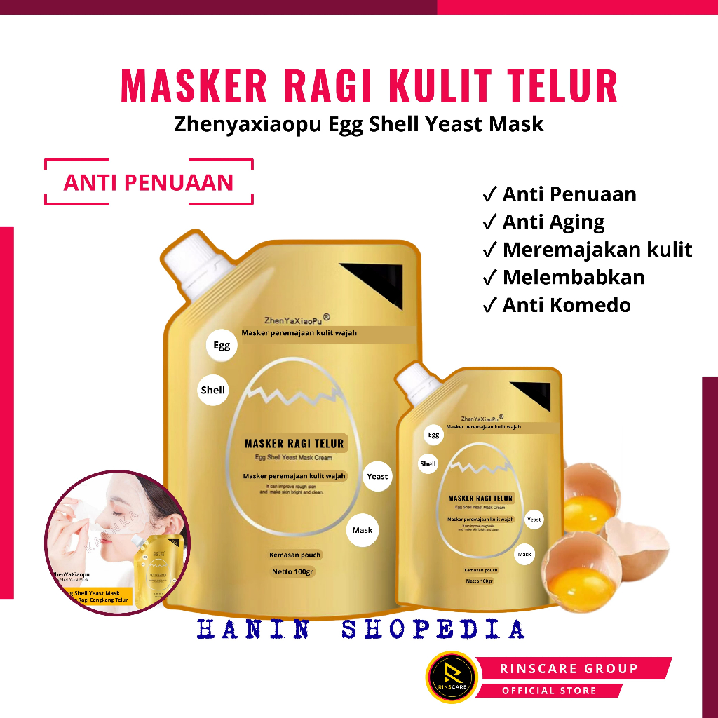 [ ZHENYAXIAOPU MASKER EGG SHELL ] Zhenyaxiaopu Egg Shell Yeast Mask Cream 100 gr Anti Penuaan & Pere