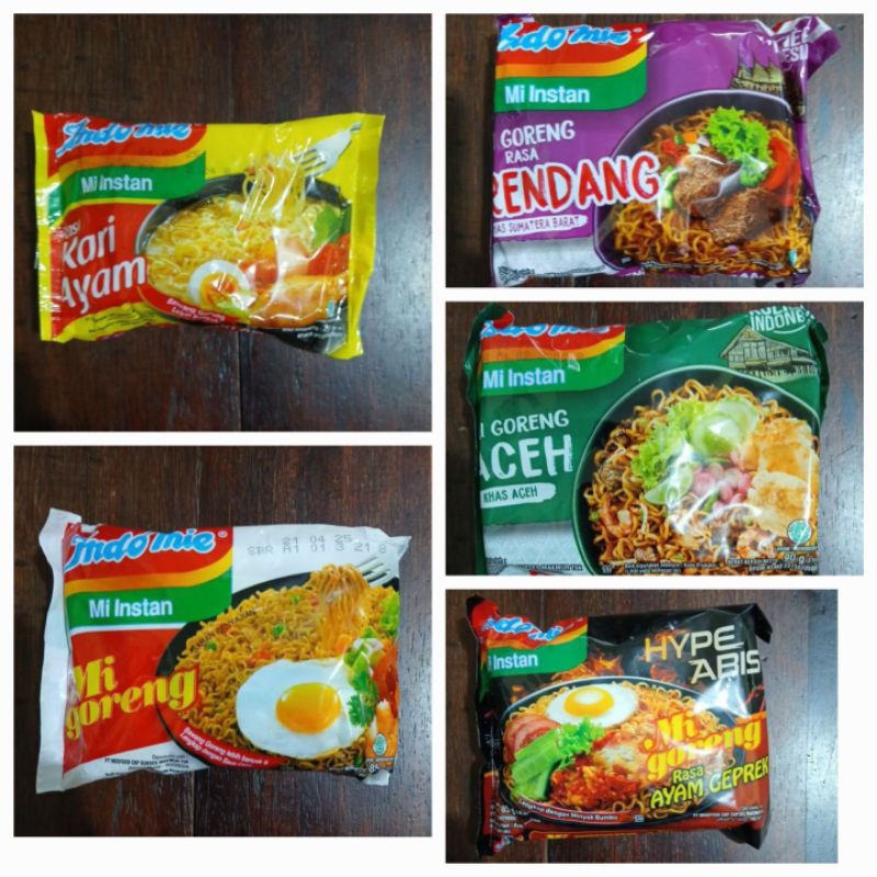 

Indomie Goreng variasi ayam geprek, aceh, rendang, kari ayam, goreng