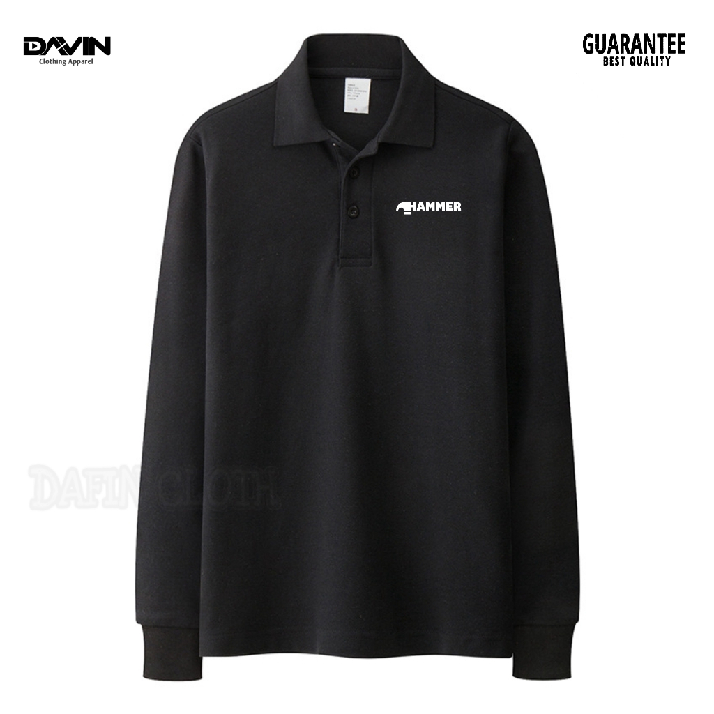 Polo shirt Kaos Kerah Pria Lengan Panjang Emblem Hammer
