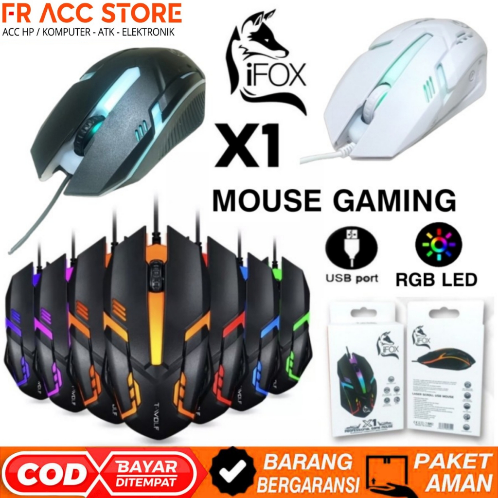 Mouse Gaming RGB LED Mouse Kabel MOUSE GAMING ANTI SLIP RESPONSIF