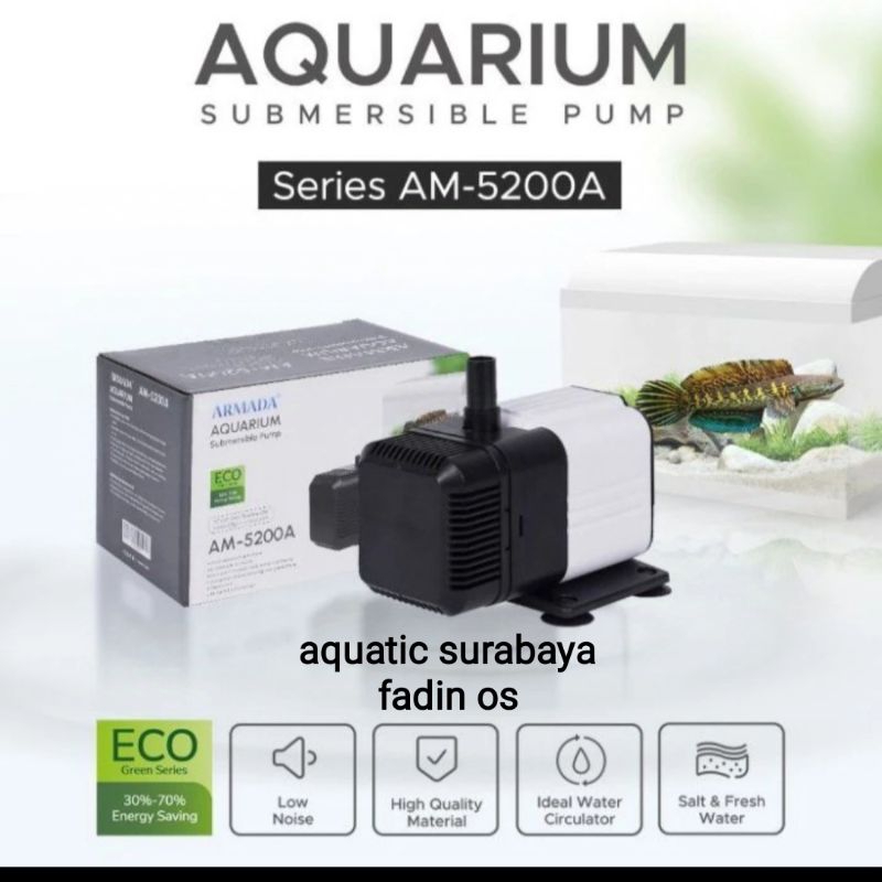 ARMADA POMPA CELUP AQUARIUM KOLAM ARMADA AM 5200 OUTPUT 3300 L/H POMPA AIR MANCUR