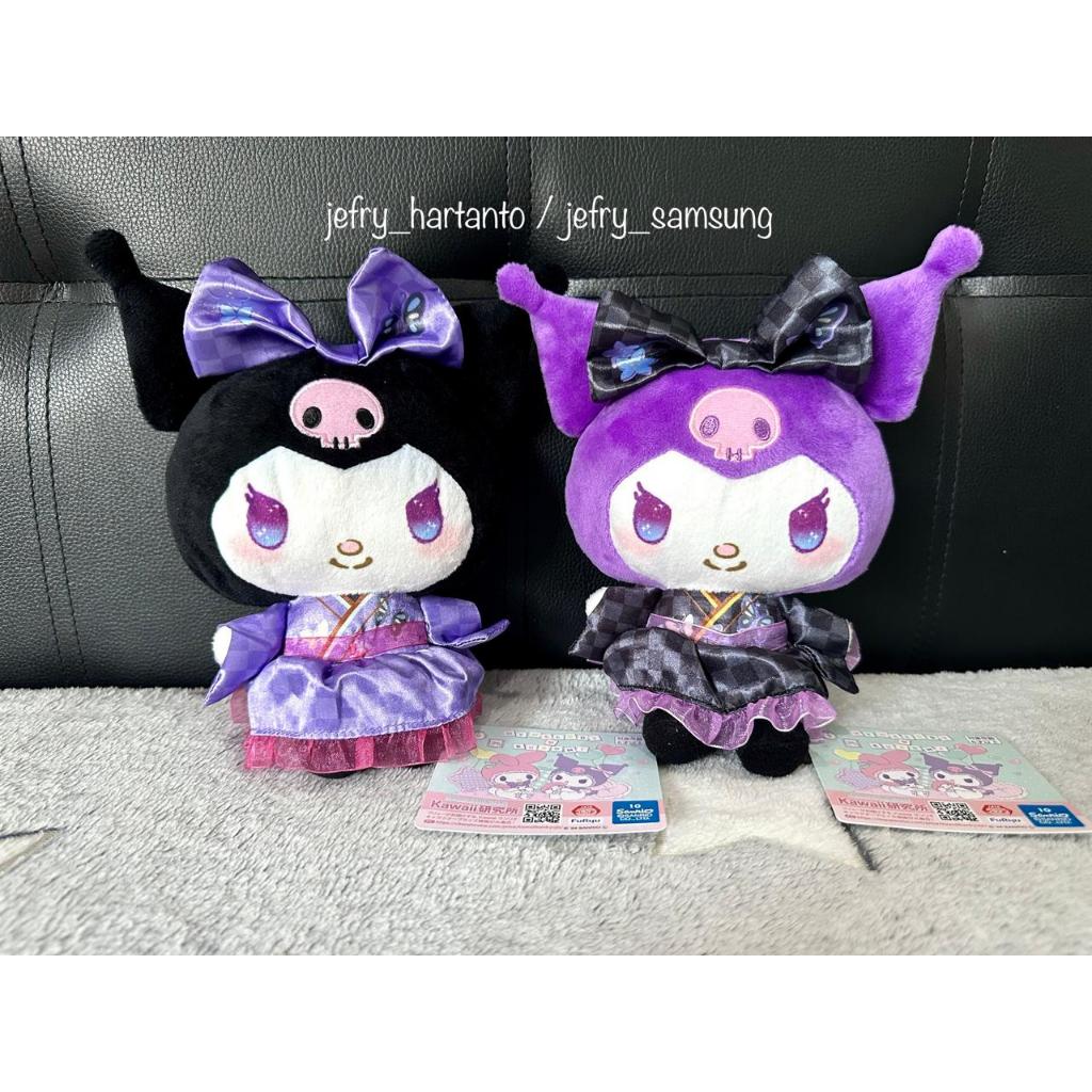 Boneka Kuromi Kimono Yukata Plush Original Sanrio Jepang Furyu Toreba My Melody Kawaii Ungu Pink