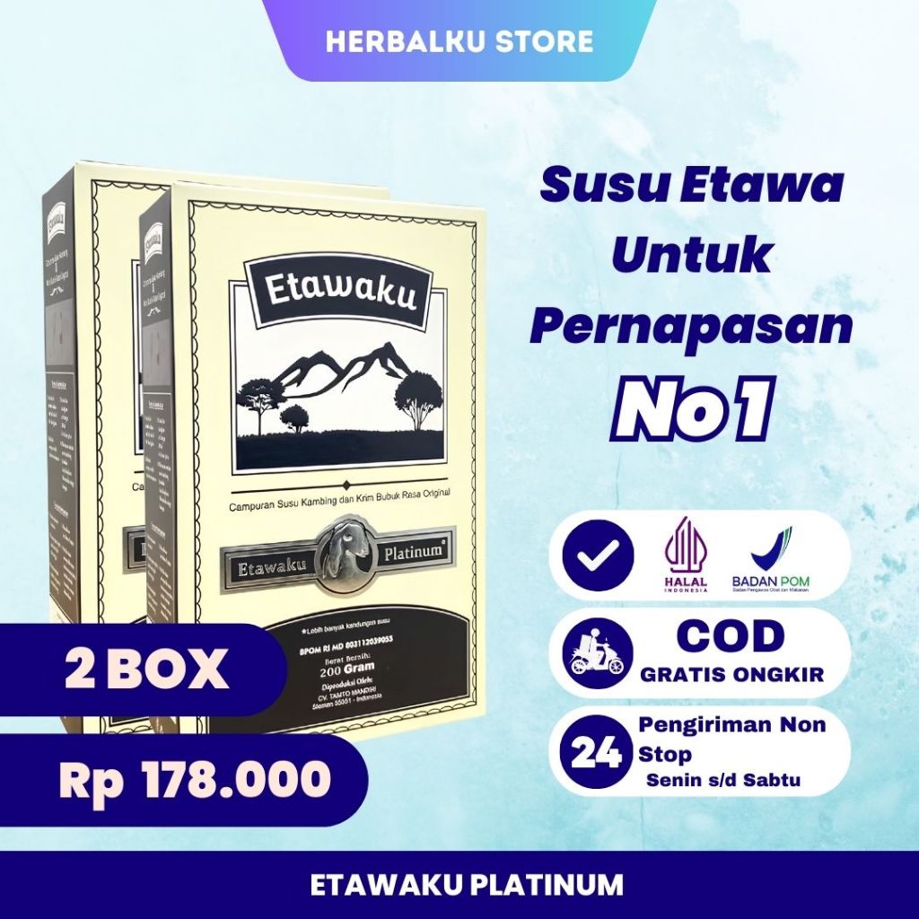 

ETAWAKU 2 BOX ORIGINAL- SUSU ETAWAKU PLATINUM UNTUK PARU-PARU ASLI STORE UNTUK SESAK NAFAS BATUK COD