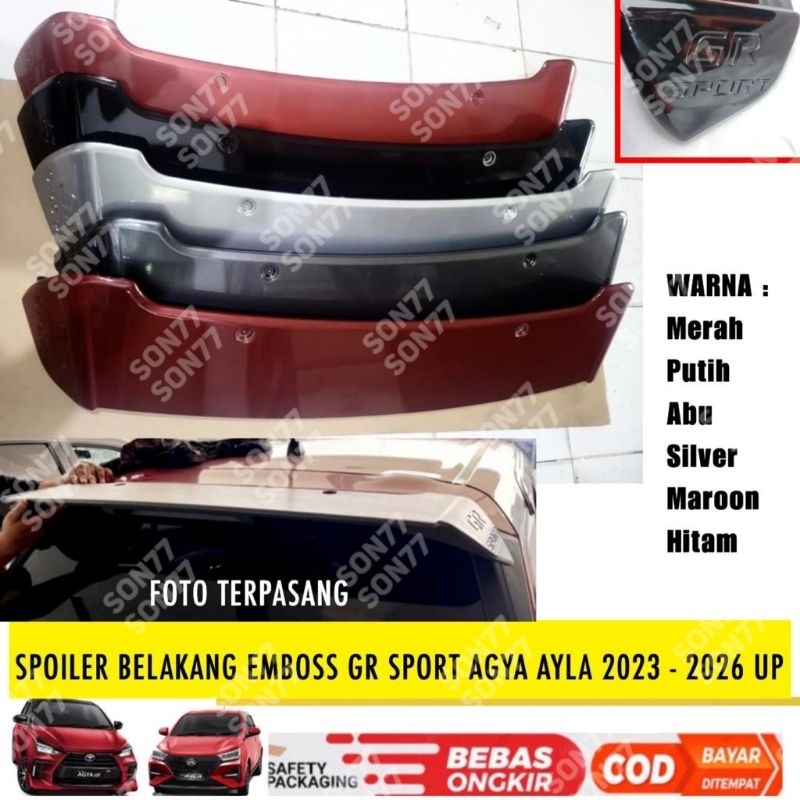 Spoiler Belakang Agya Ayla GR SPORT 2023 2024 2025 Emboss Warna Body