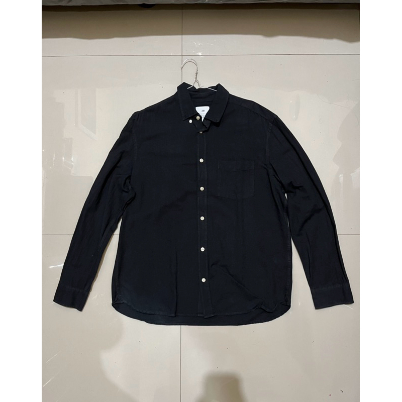 [PROMO] PRELOVED H&M OXFORD SHIRT REGULAR FIT ORIGINAL - PRELOVED KEMEJA HITAM LENGAN PANJANG H&M - 