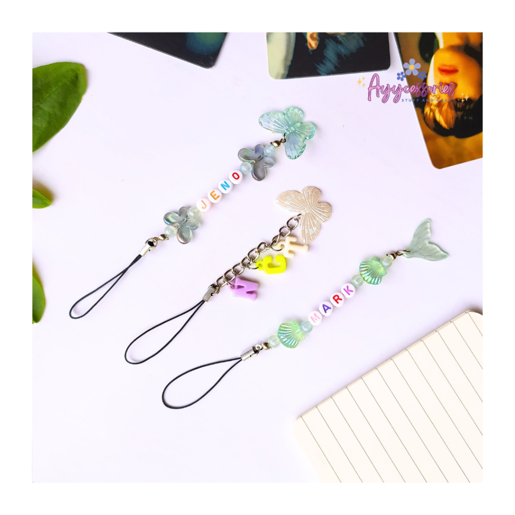 [BISA CUSTOM] Phonestrap Inisial Nama Kpop / Gantungan HP Nama Kpop NCT / Custom Gantungan HP Phones