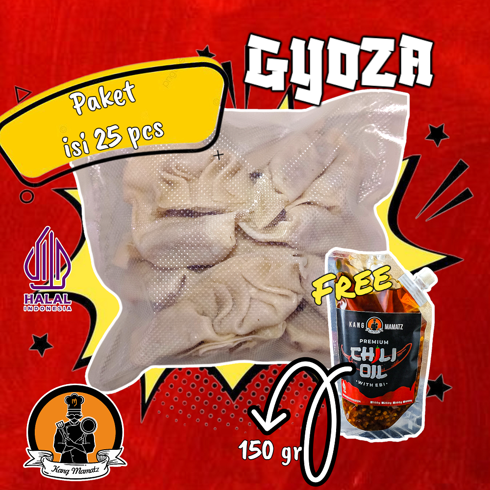 

Gyoza Kang Mamatz isi 25 pcs free Chili Oil kemasan Vacum/Dumpling Gyoza Halal