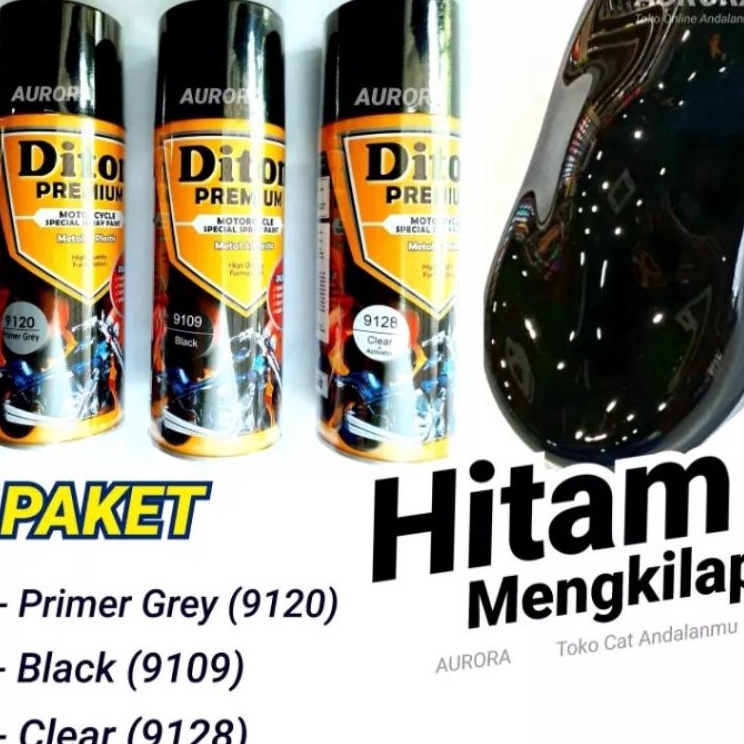 Lebih Terpercaya  PAKET Diton Premium Black 919 Hitam Mengkilap termasuk Epoxy Primer dan Clear Glos