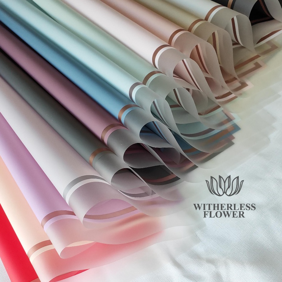 

Update Keren 1 2 LEMBAR Cellophane Single Gold Frame Transparent Edge Kertas Buket Bunga Florist Flower Wrapping Paper Transparan