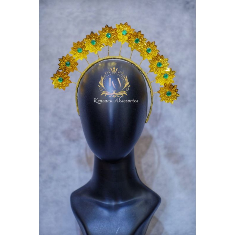 Mahkota Bando Adat Jawa Gold Hiasan Kepala Adat Karnaval Tari Pengantin