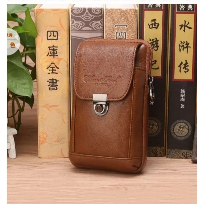 Dompet Hp 2388 Pria dari Kulit Sapi Asli Import Tas Hp Kecil Kulit Asli Import Wallet Hp Multifungsi