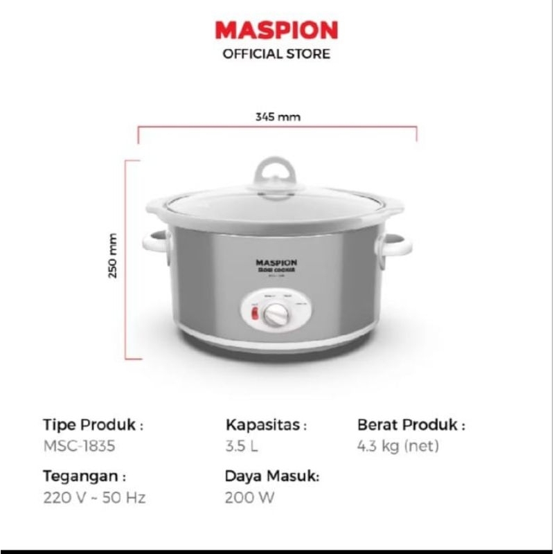 SLOW COOKER maspion 3,5 liter MSC 1835