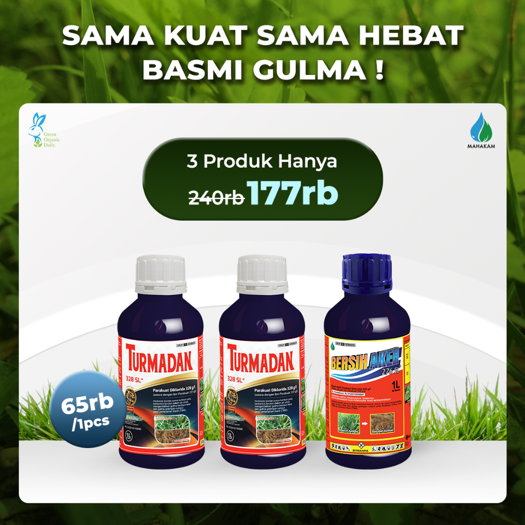 (3 BOTOL) 2 TURMADAN 328 SL +  1 (BOTOL) BERSIH AKEH 276 SL - HERBISIDA KONTAK UNTUK MENGENDALIKAN G