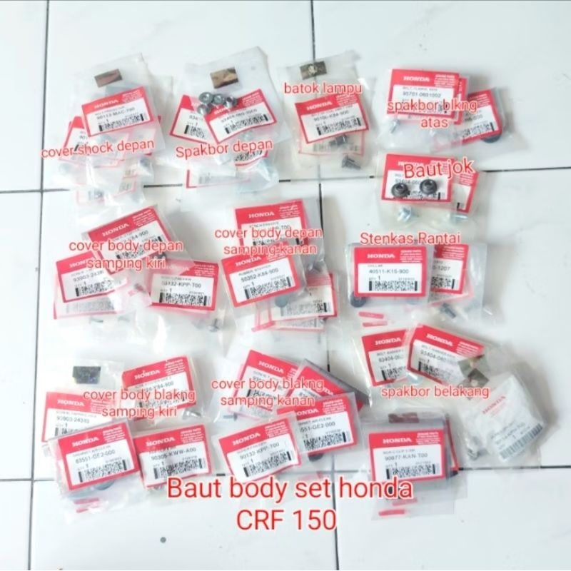 BAUT LENGKAP ORIGINAL UNTUK BODY MOTOR HONDA CRF 150 TERLARIS